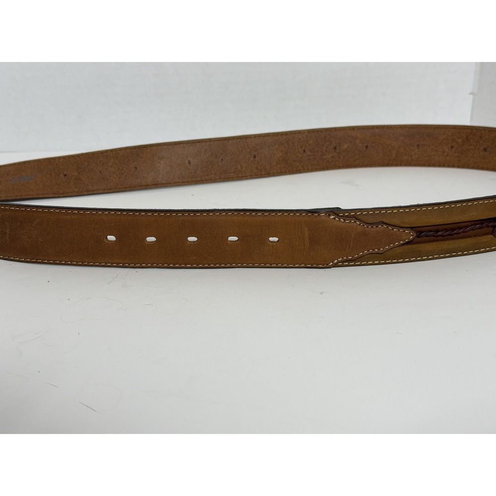 Men's Justin Leather Belt Fenced In Barbed Wire 40 Brown 10817 - Picture 11 of 11